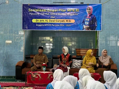 Caption foto: Anggota DPR RI Dewi Coryati, M.Si, menggelar kegiatan Sosialisasi Empat Pilar MPR RI di SMAN 3 Bengkulu Tengah, papda 12 Maret 2026 (Foto/dok: Soprian Ardianto)