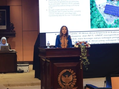 Caption foto: Gita Sabharwal perwakil PBB saat menyampaikan pidato di Sidang Paripuran DPD RI Ke-9 Masa Sidang IV Tahun Sidang 2025-2026 di Gedung Nusantara V, Kompleks Parlemen, Jakarta, Kamis 23 April 2026 (Foto/dok: DPD RI).